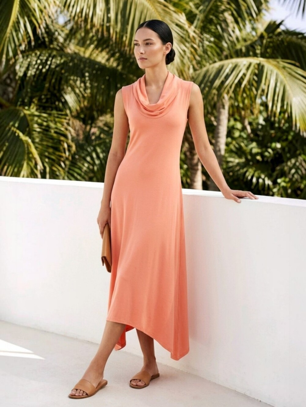 Soft Surroundings High Low Maxi Dress Large Sierra In Coral